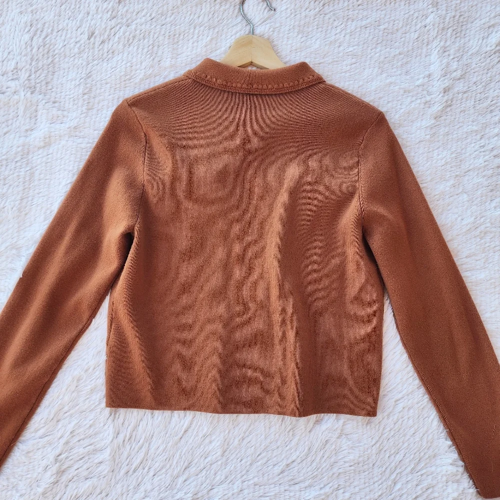 Joie Terracotta Knit Button Front‎ Collared Cardigan